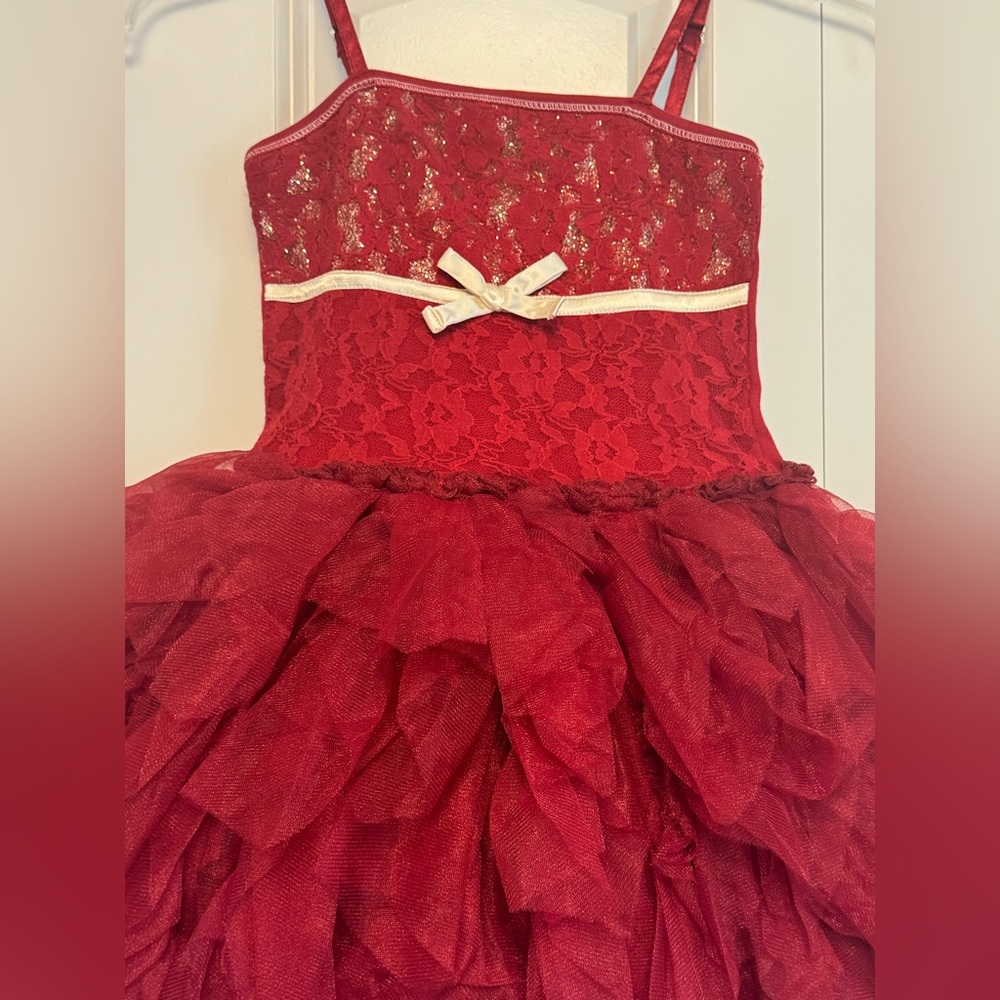 Ooh! La, La! Couture Red Dress with Sparkling Gold Details - Picture 3 of 4